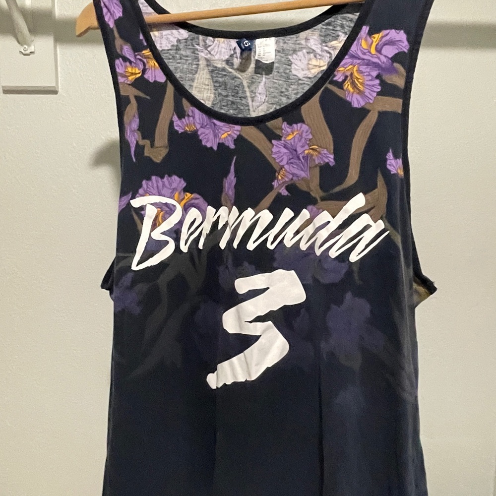 H&M Black and Purple Floral Tank Top